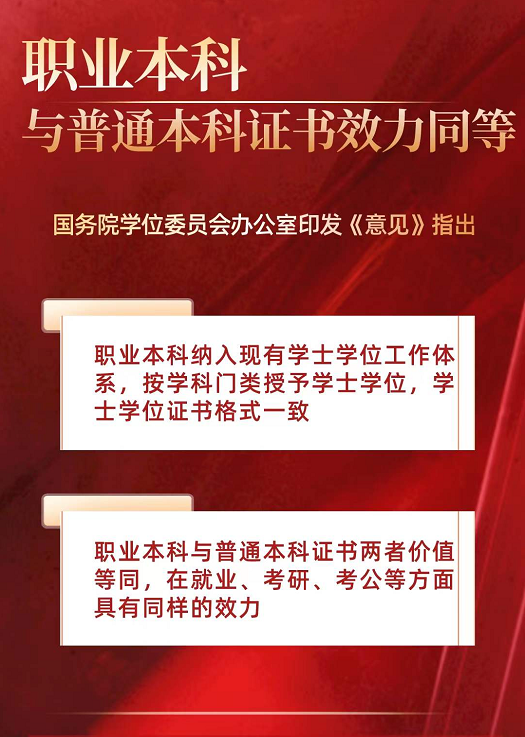 又一利好消息，教育部再發(fā)文：職業(yè)本科與普通本科證書(shū)效力同等！